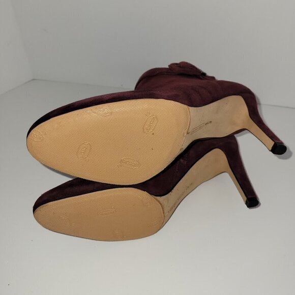 Vince Camuto Burgundy Red Suede Leather Heeled Booties Women's Size 7M - Picture 8 of 12